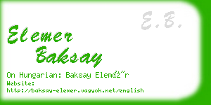 elemer baksay business card